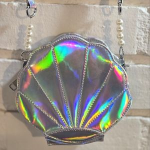 Seashell Shaped Crossbody Purse - Shiny Iridescent Color with Pearly Beads!!!